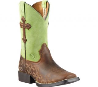 Childrens Ariat Crossroads   Powder Brown Full Grain Leather/Lime Suede Boots