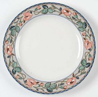 Savoir Vivre Casa Grande Salad Plate, Fine China Dinnerware   Peach Flowers, Gre