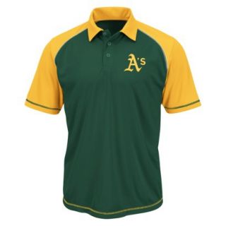 MLB Mens Oakland Athletics Synthetic Polo T Shirt   Green/Yellow (L)