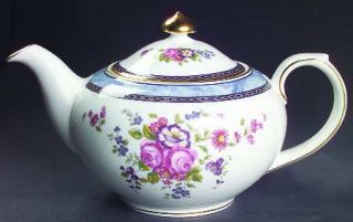 Royal Doulton Centennial Rose Teapot & Lid, Fine China Dinnerware   Bone, Blue B