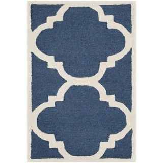 Safavieh Handmade Moroccan Cambridge Navy/ Ivory Wool Accent Rug (26 X 4)