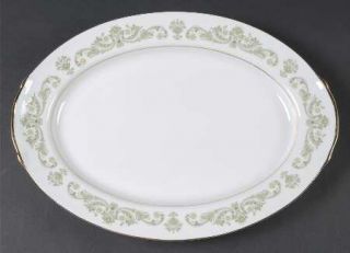 Style House Contessa Green 14 Oval Serving Platter, Fine China Dinnerware   Gre