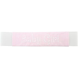 Embroidered Light Pink Stripe Flannel/white Elastic Baby Girl Scrapband