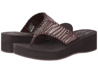 Roper Glitter Zebra Print Wedge Sandal Womens Wedge Shoes (Brown)