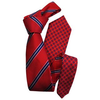 Dmitry Mens Red Patterned Double sided Italian Silk Tie And Pocket Square (RedIncludes a 10 x 10 inch red pocket squareCountry of origin ItalyApproximate length 59 inchesApproximate width 2.75 inchesMaterials 100 percent silkCare instructions Dry cle
