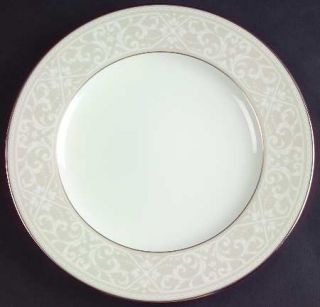 Noritake Montvale Platinum Salad Plate, Fine China Dinnerware   White Scrolls,Ta