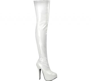 Womens Bordello Teeze 3000   White Stretch Patent Boots