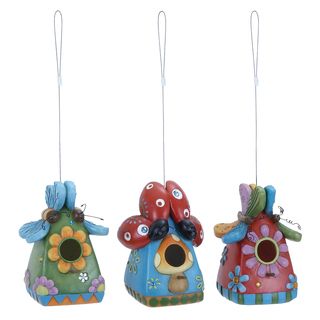 Fiber Glass Bug Birdhouse Set Of 3 (Polystone fiber Glass Setting Outdoor Quantity Three (3)Dimensions 18 inches high x 5 inches wide x 5 inches deep)