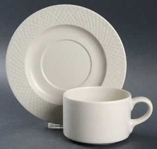 Wedgwood Linen Flat Cup & Saucer Set, Fine China Dinnerware   Stoneweave, Matte