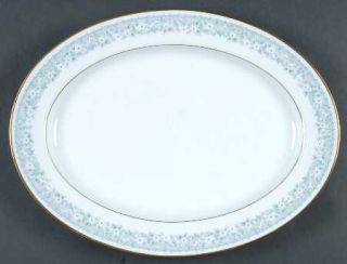 Noritake Iona 13 Oval Serving Platter, Fine China Dinnerware   Blue Scrolls/Flo