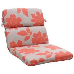 Outdoor Gray And Coral Floral Rounded Chair Cushion (Green, coralMaterials 100 percent polyesterFill 100 percent virgin polyester fiber fillClosure Sewn seam Weather resistantUV protectionCare instructions Spot clean onlyDimensions 40.5 inches high x