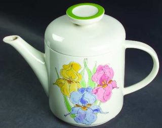 Villeroy & Boch Iris Yellow/Pink/Blue Teapot & Lid, Fine China Dinnerware   Yell