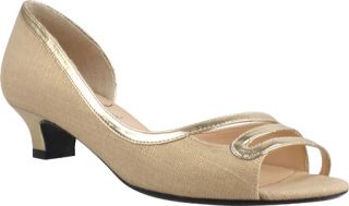 Womens J. Renee April   Beige/Gold Linen Low Heel Shoes