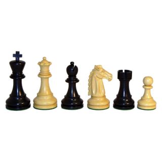 Mustang Black and Natural Boxwood Double Weighted Chess Pieces   37BM