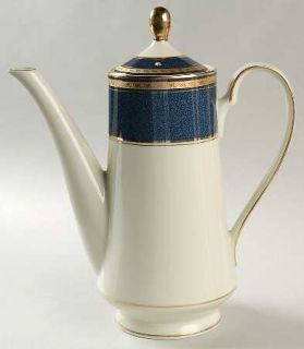 Mikasa Imperial Lapis Coffee Pot & Lid, Fine China Dinnerware   Gold Encrusted O
