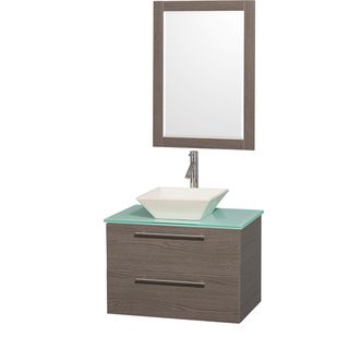 Amare Gray Oak 30 inch Single Bathroom Vanity Set With Bone Porcelain Sink
