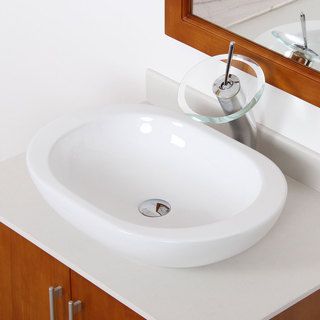 Elite 4156f22tc High temperature Grade a Oval Ceramic Bathroom Sink And Chrome Finish Waterfall Faucet Combo (White Interior/Exterior Both Dimensions 4.75 inches high x 16.5 inches wide x 23.75 inches long x 1.5 inches~2.5 inches thickType Bathroom sin