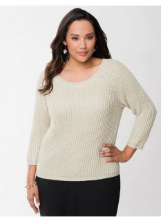 Lane Bryant Plus Size Metallic shaker sweater     Womens Size 14/16, Gardenia