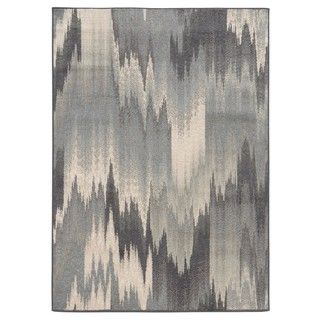 Abstract Ikat Blue/ Grey Area Rug (53 X 73)