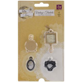 Lifetime Metal Vintage Trinkets 4/pkg frames and Charm 1.25 To 2