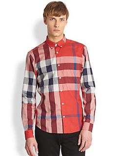 Burberry Brit Fred Pocket Exploded Check Shirt   Red
