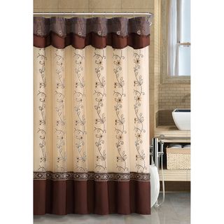 Daphne Beige And Gold Shower Curtain (Beige/ gold Materials 100 percent polyesterDimensions 72 inches wide x 72 inches longCare instructions Machine washableThe digital images we display have the most accurate color possible. However, due to difference