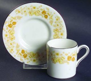 Wedgwood Mimosa Bond Shape Demitasse Cup and Saucer Set, Fine China Dinnerware  