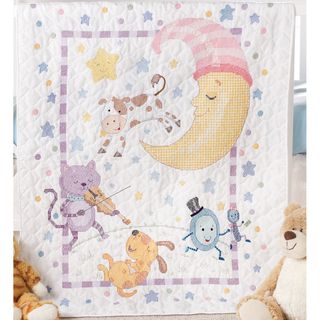 Hey Diddle Crib Cover Stamped Cross Stitch Kit (34x43 inches. Design Hey Diddle Diddle Crib Cover. Made in USA. )