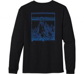 Mens Patagonia L/S Etched Mountain T Shirt   Black Cotton Shirts