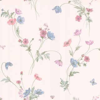 Brewster Violet Butterfly Floral Trail Wallpaper (VioletDimensions 20.5 inches wide x 33 feet longBoy/Girl/Neutral NeutralTheme TraditionalMaterials Solid sheet vinylQuantity One (1) rollCare Instructions ScrubbableHanging Instructions PrepastedRep