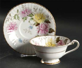 Paragon Autumn Glory (Pink&Yellow Flowers) Footed Cup & Saucer Set, Fine China D