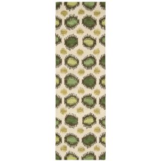 Hand tufted Siam Ivory Lime Green Pattern Runner Rug (23 X 76)