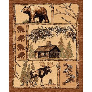 Lodge Design 362 Moose Bear Cabin Brown Area Rug (5 X 7)