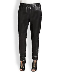 Marina Rinaldi, Sizes 14 24 Faux Leather Drawstring Pants   Black