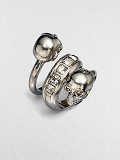 Alexander McQueen Wrapped Twin Skull Ring   Silver