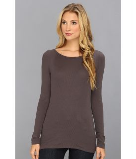 Three Dots L/S Thermal Boatneck Womens Long Sleeve Pullover (Gray)