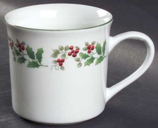 Gibson Designs Holly Celebration Mug, Fine China Dinnerware   Holly/Red Berries