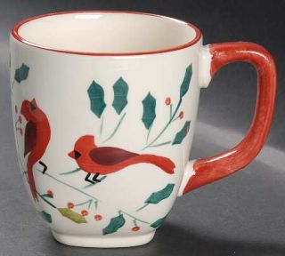Gibson Designs Winter Cardinals Mug, Fine China Dinnerware   Birds,Holly,Rim,Squ