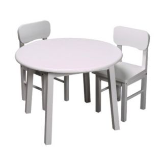 Kids Table and Chair Set Round Table & Two Chair Set Wht