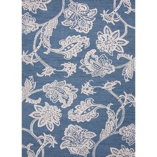 Hand tufted Transitional Floral Blue Wool/ Silk Area Rug (5 X 8)
