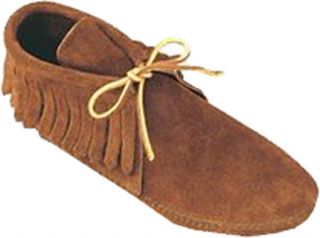 Mens Minnetonka Classic Fringed Boot Softsole   Brown Suede Slippers