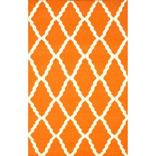 Nuloom Moroccan Trellis Flatweave Orange Wool Rug (76 X 96) (IvoryPattern AbstractTip We recommend the use of a non skid pad to keep the rug in place on smooth surfaces.All rug sizes are approximate. Due to the difference of monitor colors, some rug col