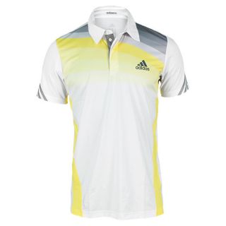 Adidas Mens Adizero Tennis Polo White/Onix/Yellow Xsmall