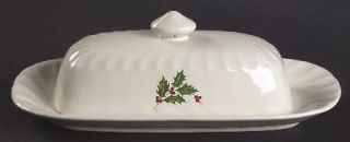 SCIO Holly 1/4 Lb Covered Butter, Fine China Dinnerware   Holly Ring Center,  Sc