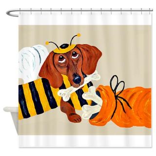  Dachshund Trick Or Treat Bee Shower Curtain  Use code FREECART at Checkout