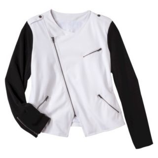 Merona Womens Plus Size Long Sleeve Moto Jacket   Black/White 3