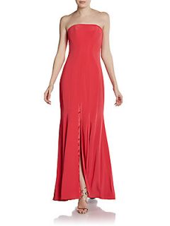 Strapless Slit Front Gown   Watermelon