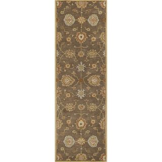 Hand tufted Transitional Oriental Pattern Brown Rug (26 X 8)