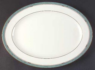 Pfaltzgraff Patina 14 Oval Serving Platter, Fine China Dinnerware   Bone, Green