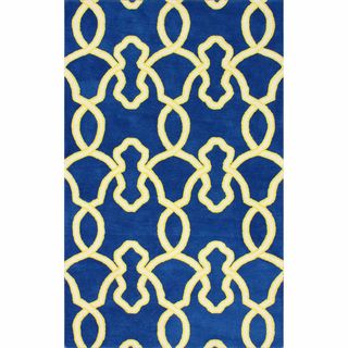 Nuloom Handmade Lattice Trellis Blue Wool Rug (76 X 96)